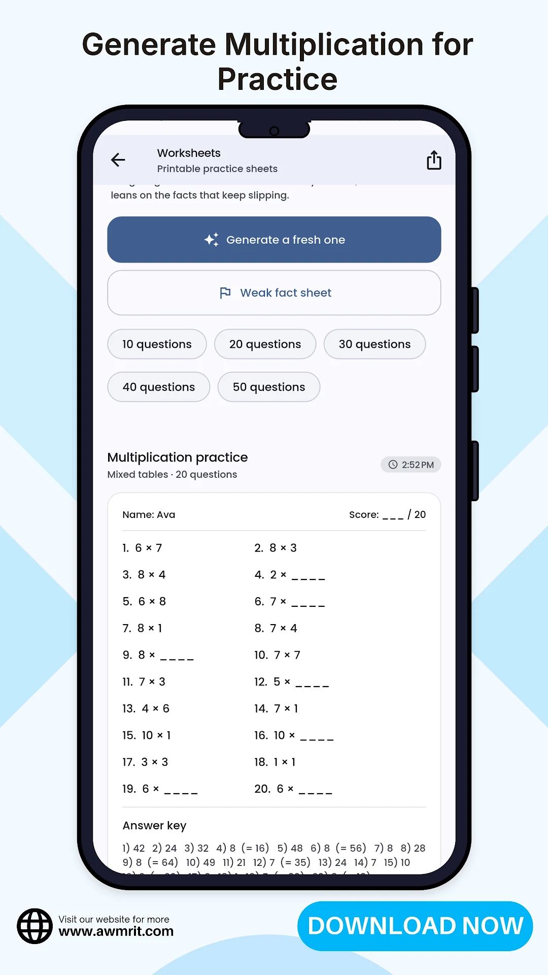 Multiplication Table - Quiz screenshot 8