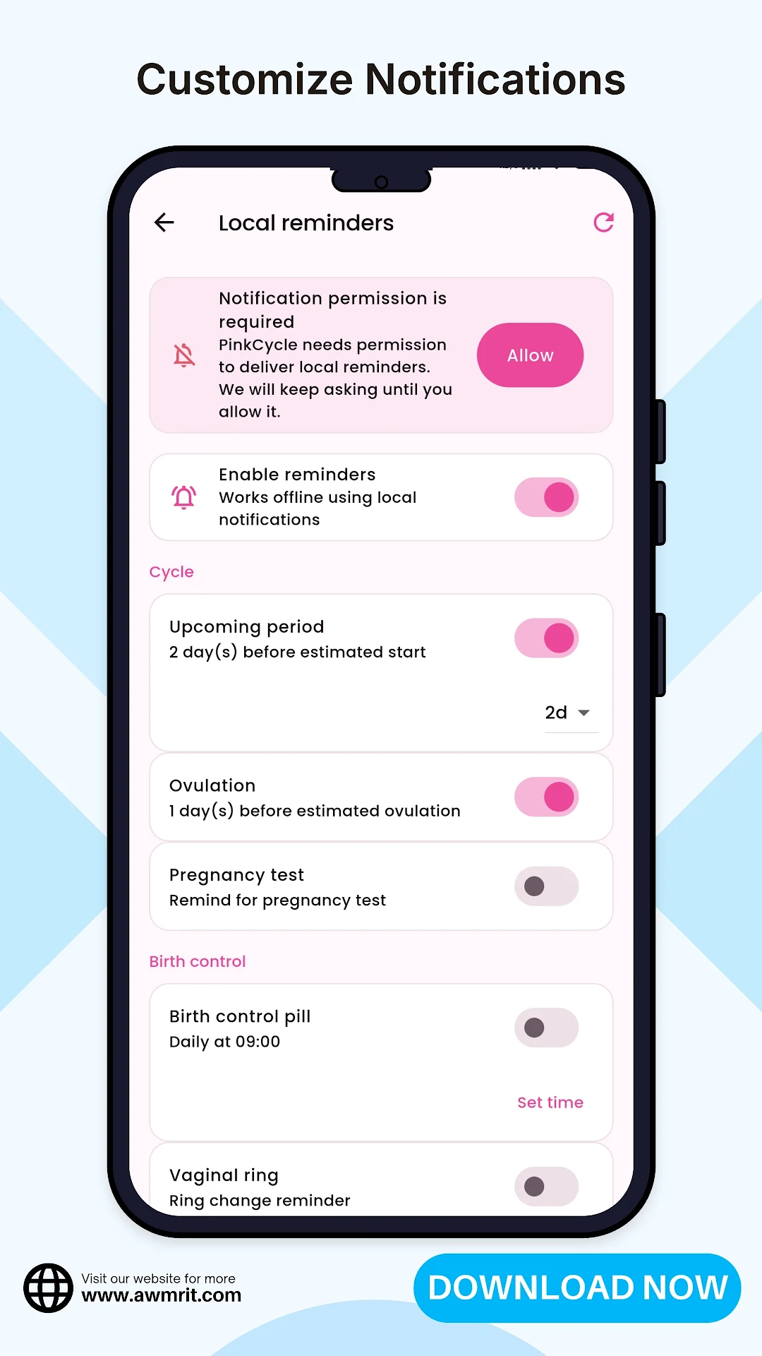 PinkCycle - Period Tracker screenshot 4