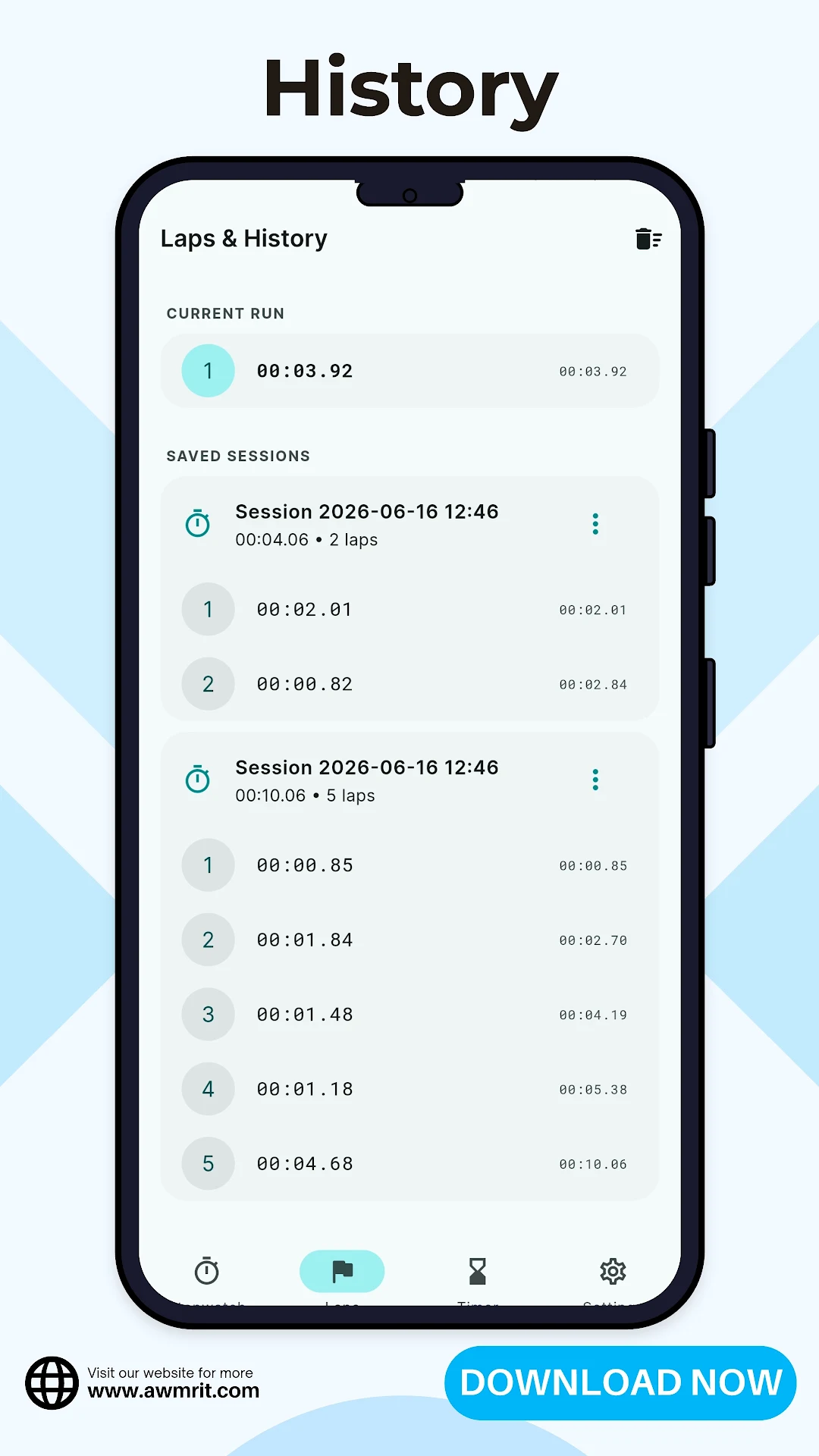 Stopwatch - Precise Laps & Timer screenshot 6