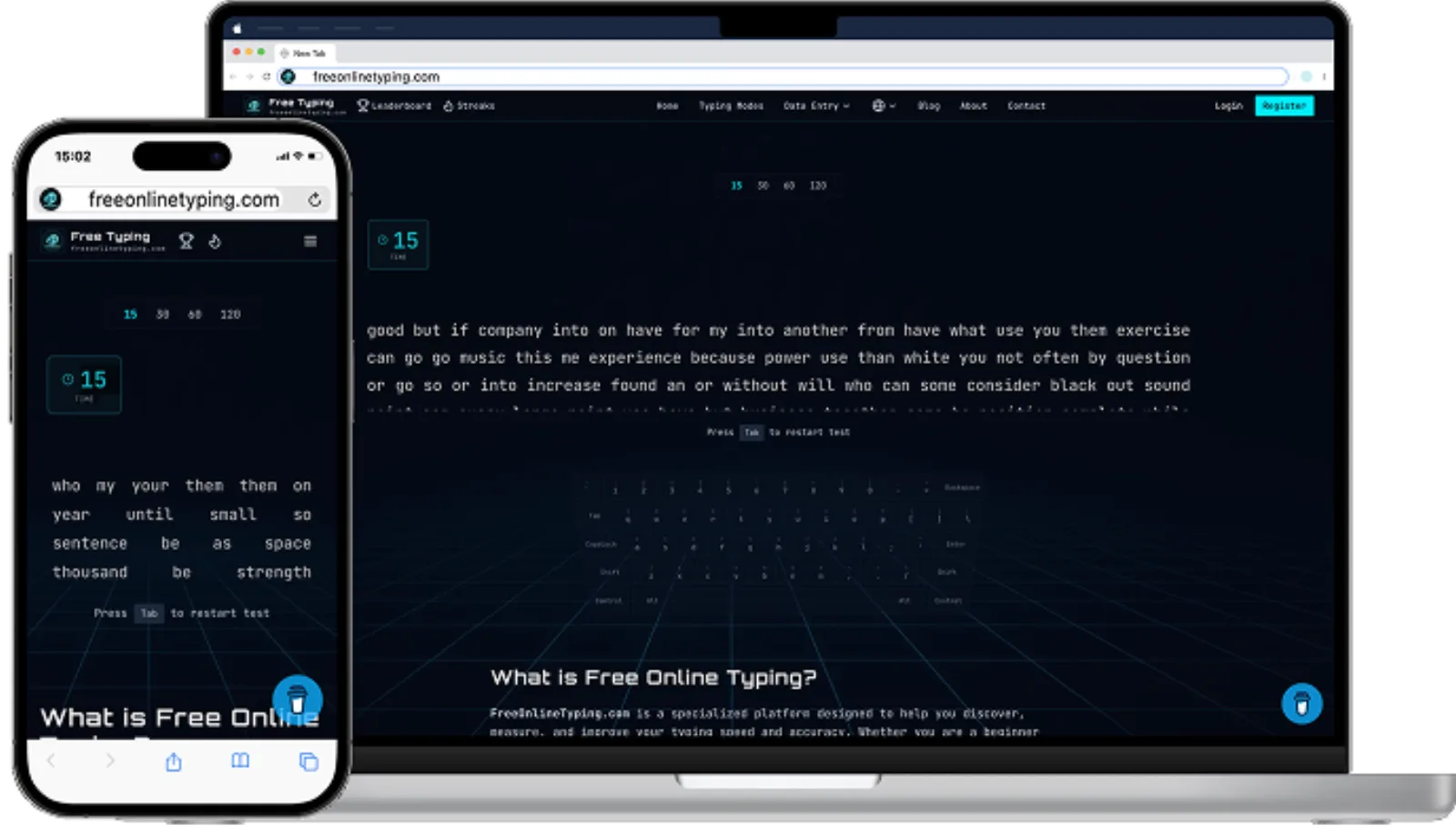 Typing shown on desktop and mobile