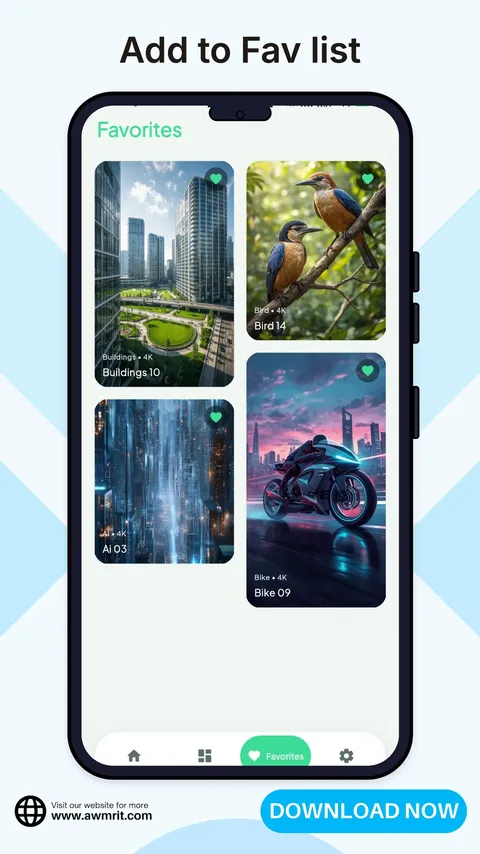4K Wallpapers favorites screen